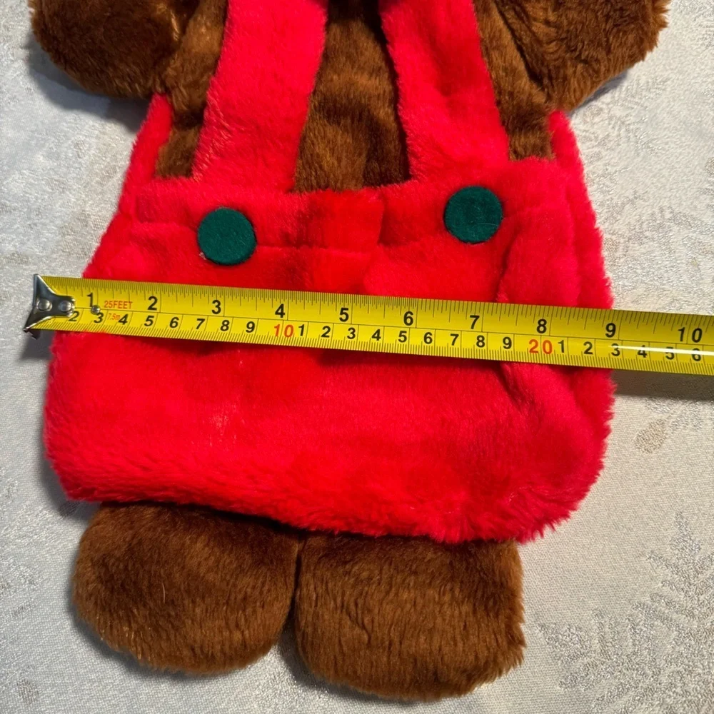Vintage Christmas Teddy Bear Stocking Santa Hat 90s Cute Grannycore Decor 80’s
